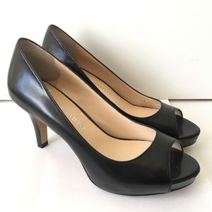 Franco Sarto Yelena Peep Toe Classic Leather Heels